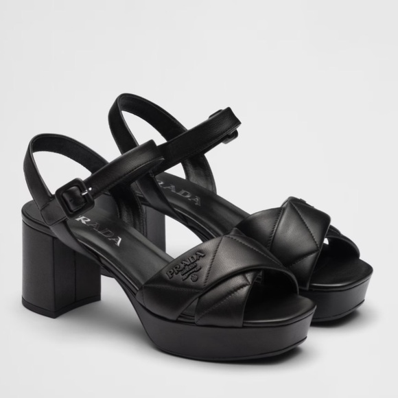 Prada Shoes - Prada Black Quilted Nappa Leather Platform Sandals | 39.5